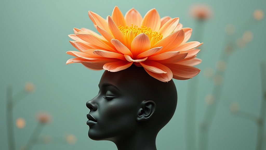 a flower which grows out of a head